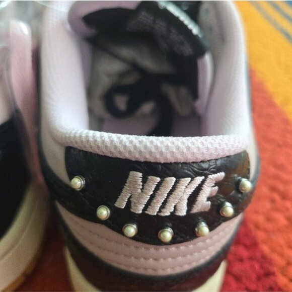 Nike Dunk Low Retro Men 9.5 Black And Pink Croc Pattern Leather New 112025 - Picture 10 of 12